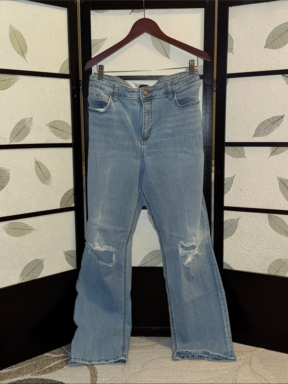 Lee Light Blue Distressed Flare Jeans